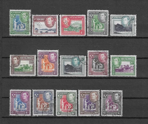 ST VINCENT 1938/47 SG 149/59 USED Cat £32 Cover