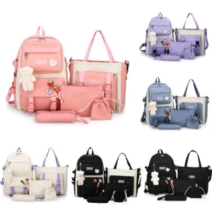 5Pcs Women Girls School Bag Backpack Kawaii Student Bookbag Rucksack Waterproof - Picture 1 of 73