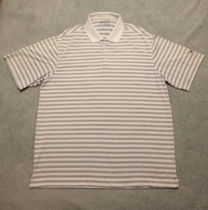 Polo de golf estilo estilo estilo microfibra Nike Golf Dri-Fit para hombre blanco SS a rayas talla L - Imagen 1 de 4