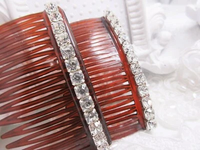 5.5 mm sparkling Crystal Rhinestone Side Hair comb pair Wedding Special Occasion - Image 1 of 4