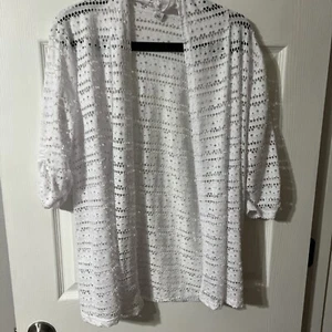 Cardigan copricostume Kim Rogers donna bianco versatile top manica lunga taglia large - Foto 1 di 1