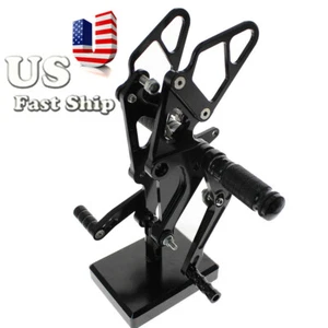 CNC Black Front Rearset Foot Pegs Footrests For XSR700 2015-2018 MT-07 13 14-17 - Picture 1 of 10