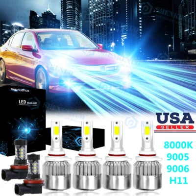 For Honda Accord 2008-2012 6x Combo 9005 9006 LED Headlight H11 Fog Bulbs 8000K - Image 1 of 4