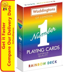 1 x Waddingtons Rainbow Colour Edition Classic Playing Cards Deck - Picture 1 of 7