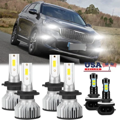 For Kia Sorento 2014-2018 6000K LED Headlight High Low Beam Fog Light Bulbs 6pcs - Image 1 of 4