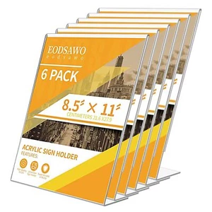 Clear Acrylic Sign Holder - 6Pack 8.5x11'' Flyer Document Brochure Paper Disp... - Picture 1 of 5