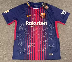 Maglia FC Barcelona 2017-18 firmata a squadre Lionel Messi Suarez Nike calcio calcio - Foto 1 di 9