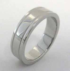 TIFFANY & Co. Together Platinum 6mm Double Milgrain Wedding Band Ring 8 - Picture 1 of 5