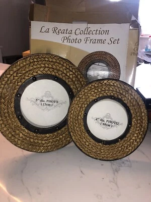 LA REATA COLLECTION PHOTO FRAME SET, POLYRESIN, WOOD, CIRCLE - Image 1 of 4