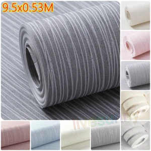 Plain Thick Textured Wallpaper Stripes Non-woven Living Room Hallway Wall-Decor- - Picture 1 of 38