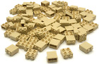 Lego 100 New Tan Bricks Modified 1 x 2 x 1 2/3 with Studs on Side Pieces