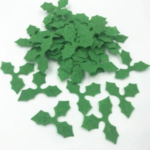 DIY 500pcs Green Holly leaves Felt Appliques for Christmas Decoration DIY 36mm - Picture 1 of 3