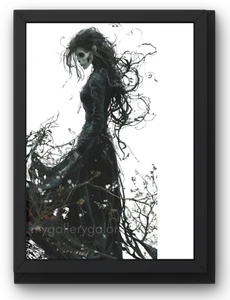 PÓSTER ESQUELETO DE BRUJA A4 arte de pared imprimible foto digital fondo AI arte M - Imagen 1 de 1