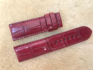 24mm/22mm Burgundy Alligator Crocodile Embossed Leather Watch Strap Band - Picture 1 of 4