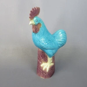 Ceramic Sculpture Painted Rooster With Colored Enamels Vintage Collection 70s - Picture 1 of 8