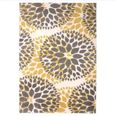 Modern Circles Cream Floral Area Rug Transitional Casual Style 2' x 3' Yellow  - Image 1 of 4