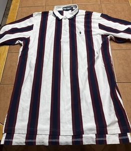 Vintage Polo Golf Ralph Lauren Hemd Gr. L USA Made Vertical Stripe Rot Weiß Blau - Bild 1 von 7