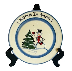 NAVIDAD EN ANNAPOLIS Plato Annapolis Cerámica Muñeco de Nieve Maryland Pintado a Mano 10” - Imagen 1 de 9