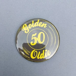 Golden 50 Oldie Vinyl Record Birthday 2 1/4" Button Pinback - Picture 1 of 2