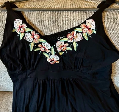 American rag Cil 3X womens black maxi dress embroidered floral enhancement bust - Image 1 of 4