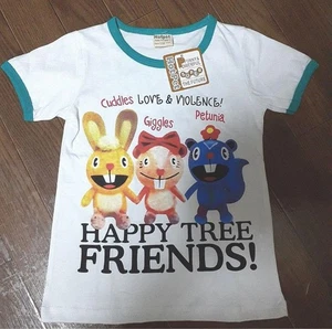 Happy Tree Friends HTF T-Shirt Kids Size 110 White × Turquoise Cuddles Giggles - Picture 1 of 5