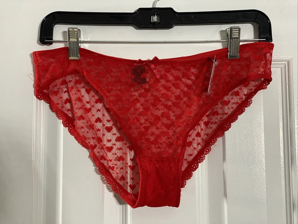 Frederick’s of Hollywood LADIES’ MAREE RED HEARTS BIKINI PANTY Size XL NEW NWT - Image 1 of 4