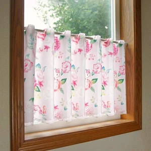 Cafe Curtain Hello Kitty Rose Garden Pink Width 120 x Length 45cm - Picture 1 of 5