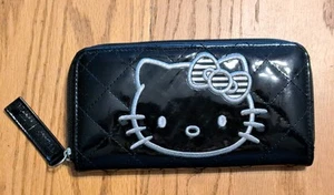 Loungefly Sanrio Hello Kitty Wallet Black Quilted FauxPatent Leather Embroidered - Picture 1 of 10