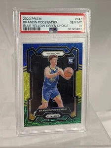 Panini Prizm 2023-24 - Bleu Jaune Vert au choix #147 Brandin Podziemski PSA 10 - Photo 1/2