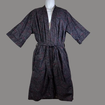 Vintage Retro Paisley Loungewear Soft Lightweight Brushed Robe Hugh Hefner USA - Image 1 of 4