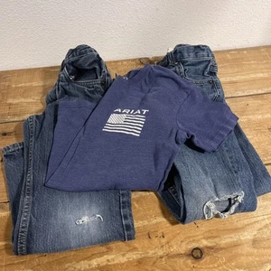 (lot) 2 Levi's Boys Jeans 505 Straight Leg Denim Sz 6 Reg Adjustable Plus Ariat - Picture 1 of 11