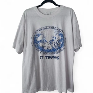 Vintage 1995 St. Thomas White Graphic Shirt XL Single Stitch Made in USA Retro - Bild 1 von 6