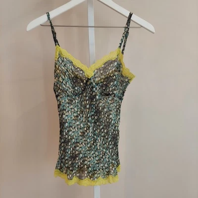 Babydoll de malla transparente Express vintage sin mangas seda Ditsy floral años 90 Y2K hada Foto 1 de 4