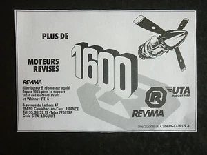 12/1985 PUB REVIMA UTA INDUSTRIES CAUDEBEC-EN-CAUX PRATT WHITNEY ORIGINAL AD - Foto 1 di 1