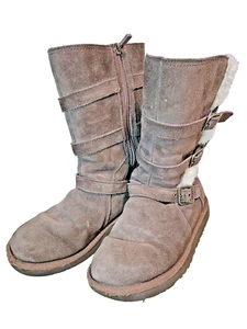Ugg Australia Maddi Kids Size 3 Women’s Size 5 Brown 1001520 Zipper Buckle Boot - Picture 1 of 12