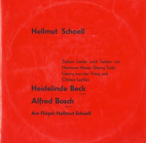 SCHOELL HELLMUT Songs on texts by Hesse Trakl Vring BECK Sop BOSCH Bar RARE 10" - Picture 1 of 3