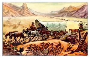 Knott's Berry Farm Planwagen Diorama Geisterstadt CA Pferde Pioniere Zug - Bild 1 von 2