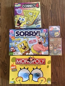 SpongeBob SquarePants Board Game Lot Monopoly Sorry Connect 4 Hasbro Vintage - Picture 1 of 18