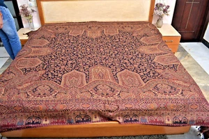 KASHMIRI JAMAVAR BEDCOVER COUVERTURES 100% CASHMERE BEDSPREAD :16 DESIGNS CHOICE - Picture 1 of 5