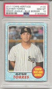2017 Topps Heritage Gleyber Torres, PSA 10 GEM,  Blue Border 51/99 Minor League 