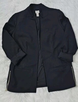 Chaqueta Chico's Open Boyfriend Talla 0 Negra Dorada Cremallera Lateral Acento Manga Larga Foto 1 de 4