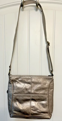 The Sak Lucia Metallic Gold Leather Crossbody w/ Adjustable Guitar Strap - Image 1 of 4