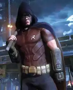 Men's Red Robin Batman Arkham City Tim Drake Red Leather Vest Costume - Picture 1 of 6