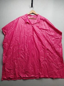 Pink Rain Poncho Womens One Size Fits All Snap Front Reusable 100% PVC - Picture 1 of 6