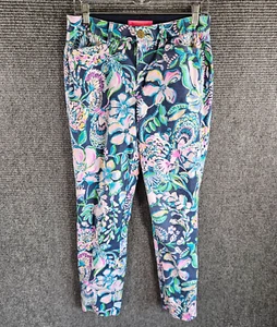 Lilly Pulitzer Size 8 Kelly Stretch Pant Navy She’s Got Sol Ankle High Tide - Picture 1 of 5
