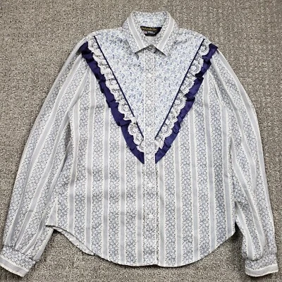 Blusa ajustada vintage Panhandle para mujer talla 10 M Western Prarie encaje floral Foto 1 de 4