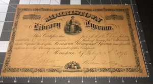 Antique 1876 Morristown NJ New Jersey LIBRARY STOCK Founding Document Paper RARE - Picture 1 of 5