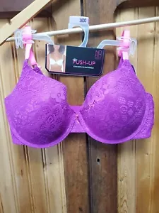 New No Boundaries Women's Allover Lace Push Up Bra Style 47007 Purple Size 36DD - Picture 1 of 7