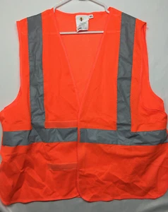 Safety Vest Orange Mesh High Visibility Size M/L ANSI 107-2015 Reflective - Picture 1 of 6