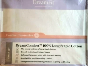 DREAMFIT, DREAM COMFORT LONG STAPLE COTTON WHITE TWIN SHEET SET, SATEEN WEAVE - Picture 1 of 1